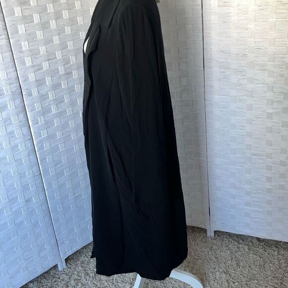 NWT Eileen Fisher Silk Georgette Crepe Trench Coat Women’s Medium Black - Picture 3 of 16